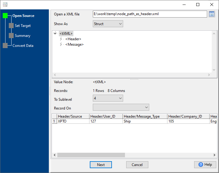 Convert XML to CSV with node path as header - set XML