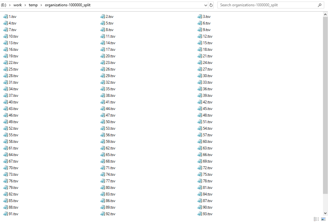 Split big TSV file - small files