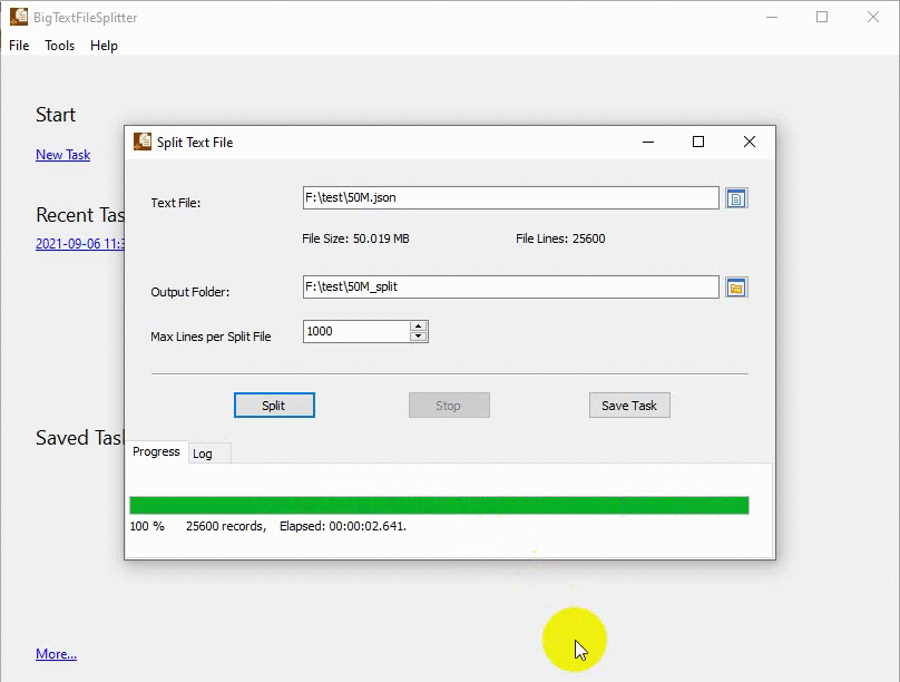 split large JSON file in Windows - split