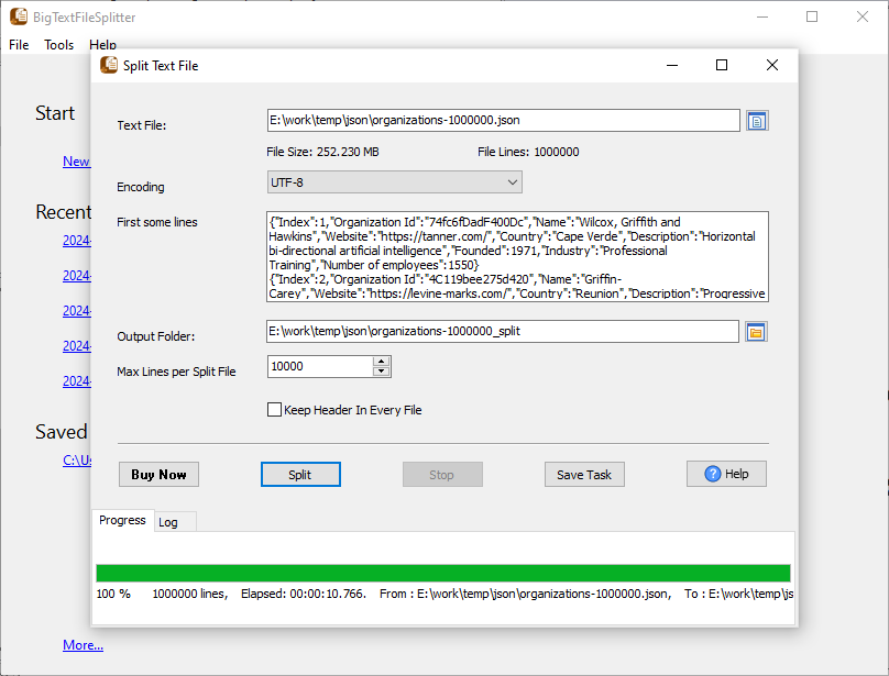 split large JSONL file - split