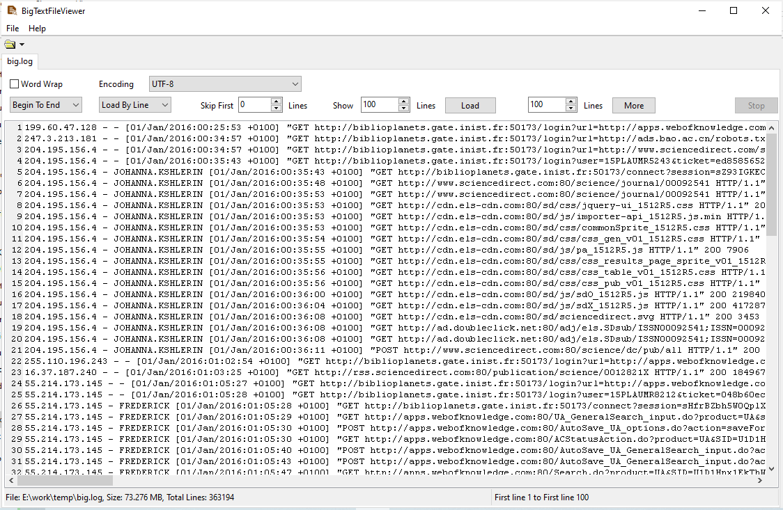 Split big LOG file - view the source log file