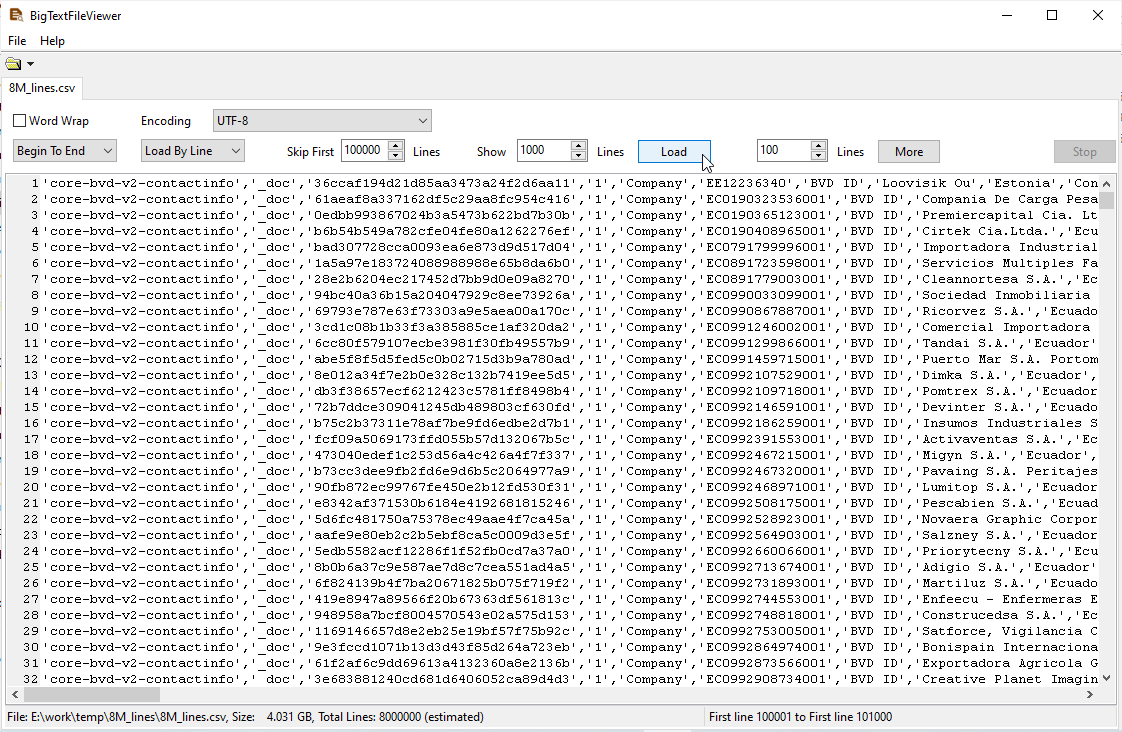 go to specific part of the CSV file