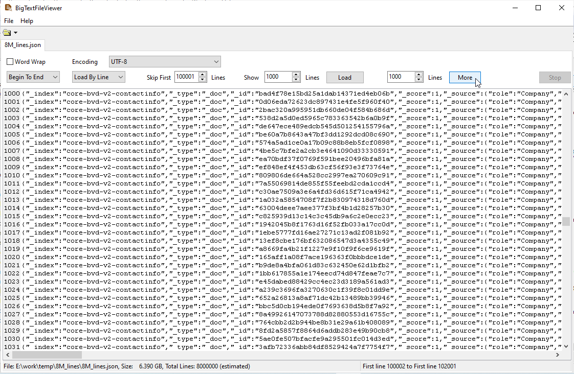 load more content of the JSON file