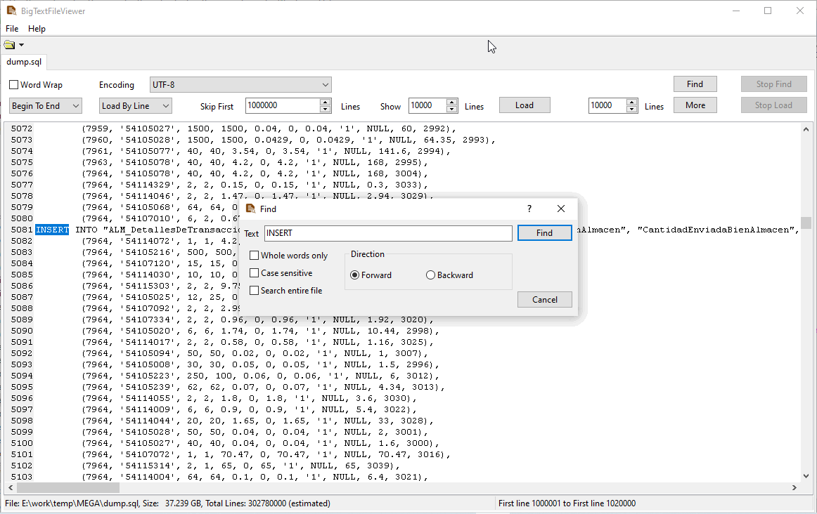 search SQL file