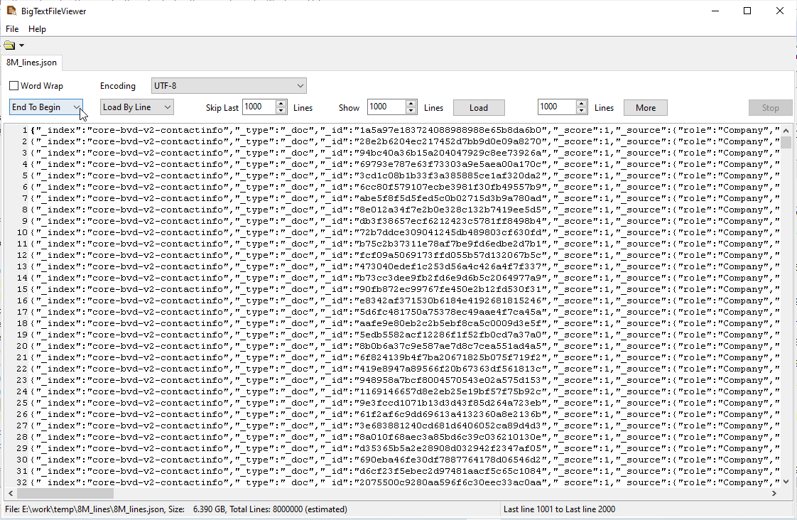 view the JSON file from end