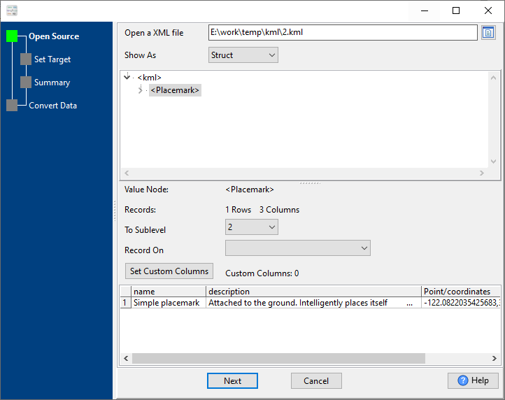 Convert KML to CSV - open KML