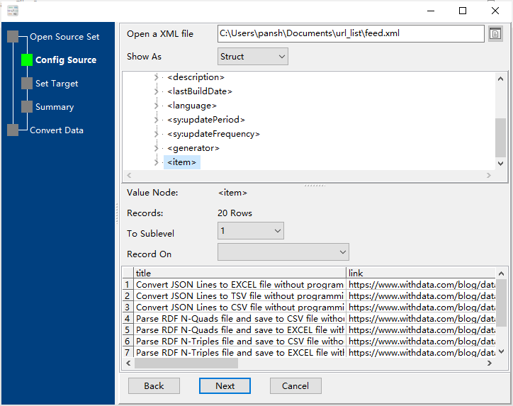 Convert Data File - config source file