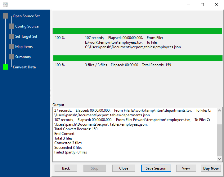 Convert TSV files to JSON files