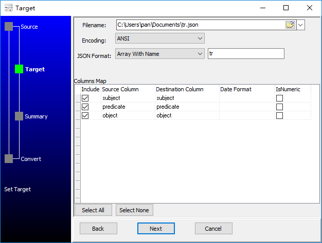 convert XML format RDF file to JSON file - config JSON file