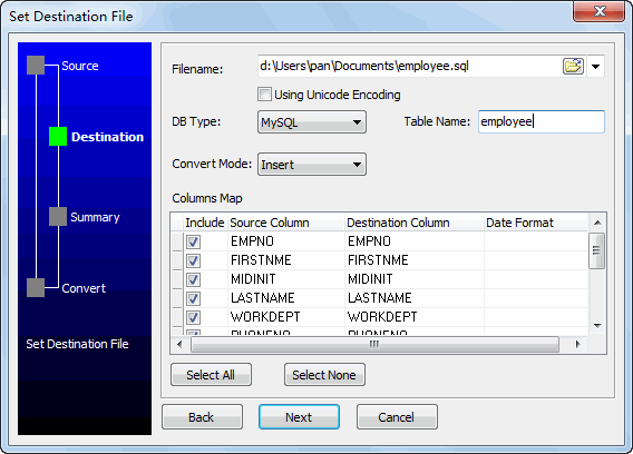 Withdata Data File Converter 3.1 Release 1 Build 200616 Wizard_destination