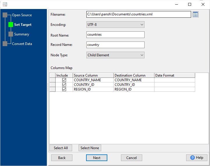 convert JSON Lines to XML file - config XML file