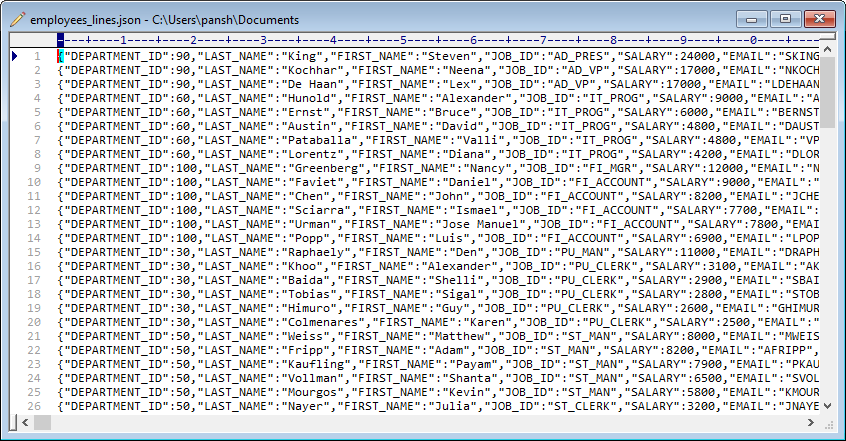 Convert JSON array to LDJSON array - view  JSON array file