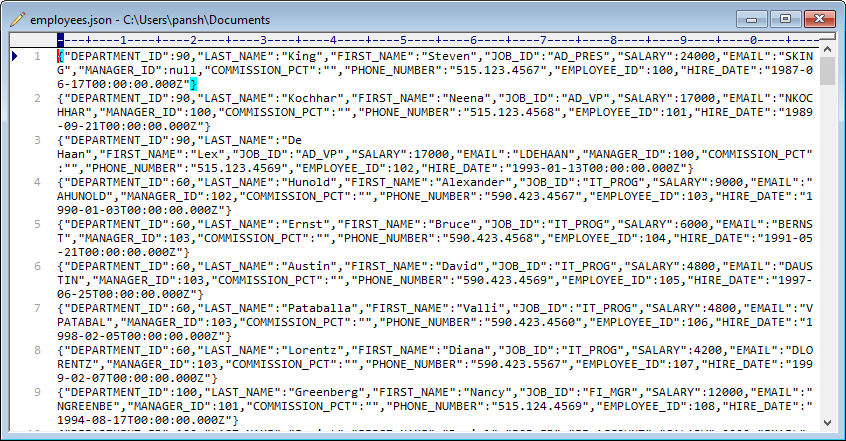 Convert XML to LDJSON - view JSON lines file