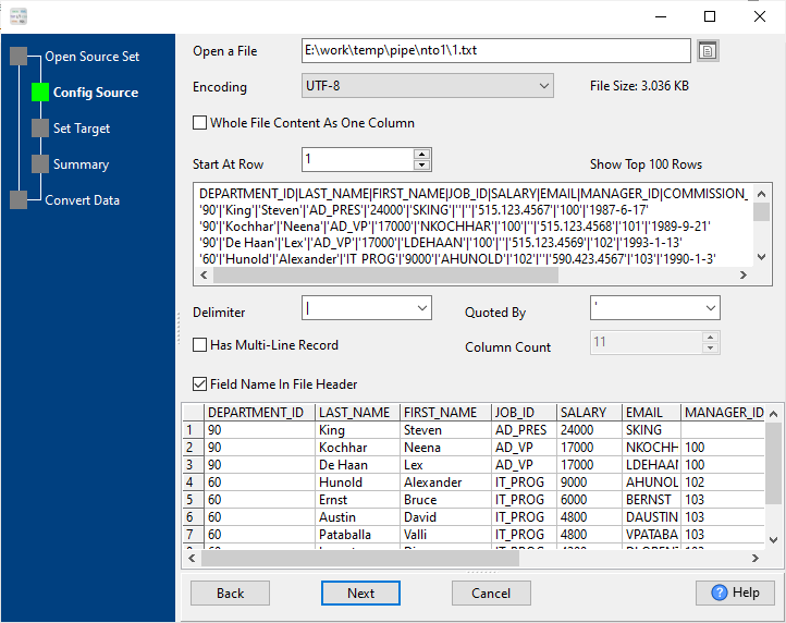 Generate a JSON file by multiple TXT files - config first source TXT file