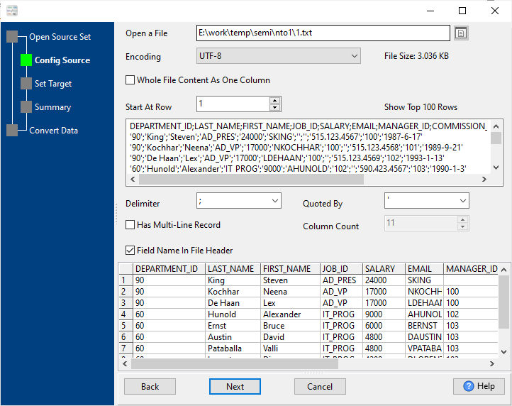 Generate a JSON file by multiple TXT files - config first source TXT file