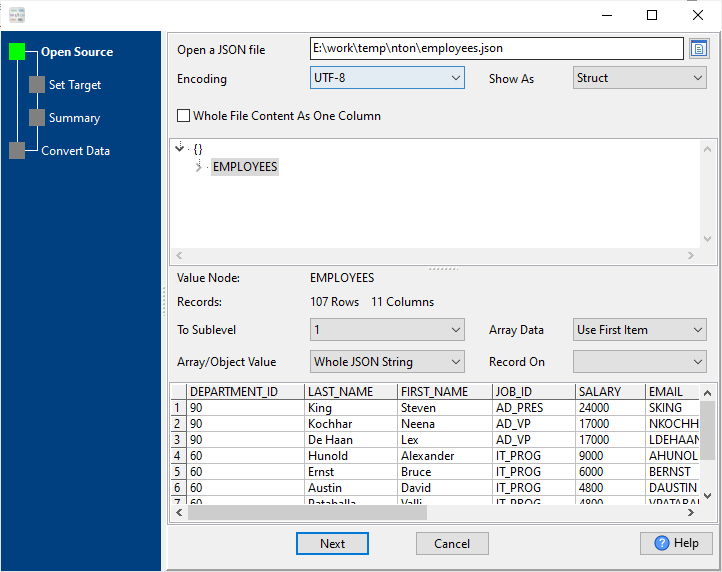 Convert JSON array to NDJSON array - open JSON lines file