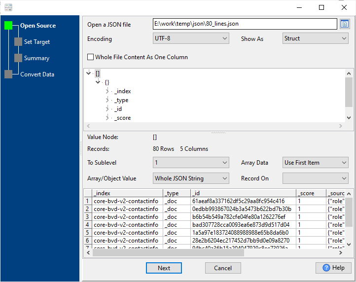 Convert JSONL to NDJSON array - open JSON lines file