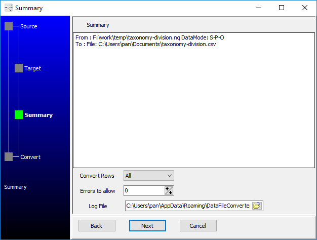 convert RDF N-Quads file to Csv file - summary