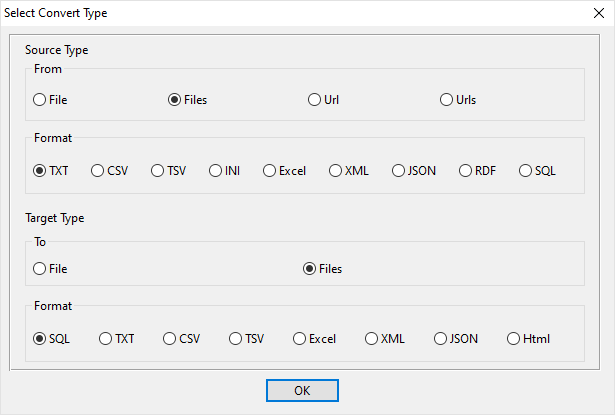 batch transform TXT files to SQL files - select type