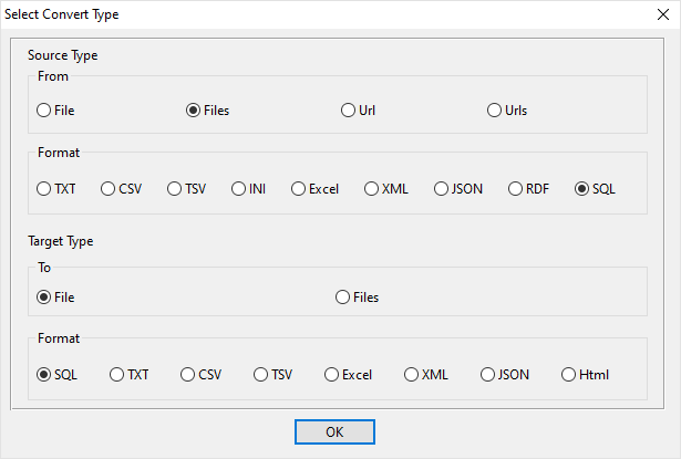 Merge multiple SQL files into one - select type