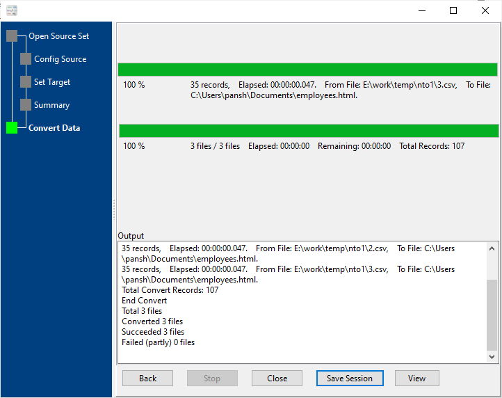 Merge multiple Csv files into one HTML file - convert files