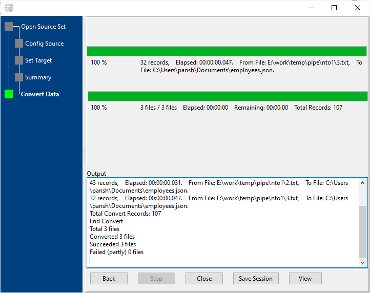 Merge multiple Pipe files into one JSON file - convert files