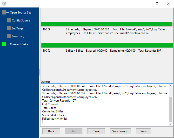 Merge multiple Sql files into one CSV file - convert files