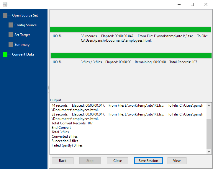 Merge multiple Tsv files into one HTML file - convert files