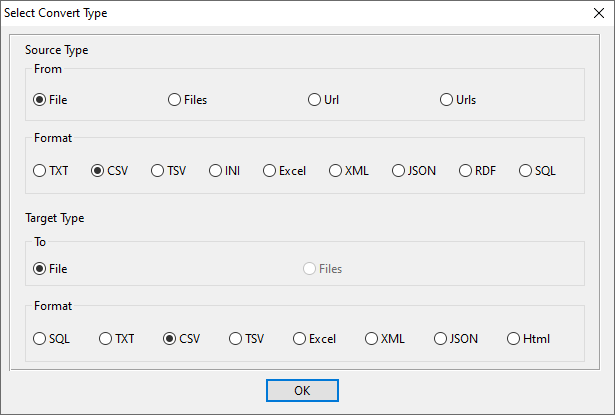 Filter CSV columns - select type