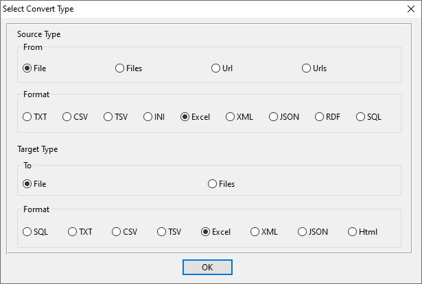 Filter Excel columns - select type