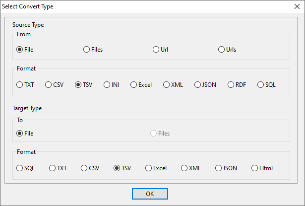 Filter TSV columns - select type