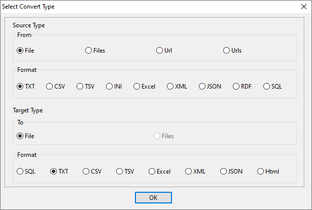 Filter TXT columns - select type