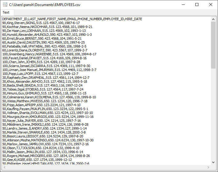 convert JSON file to CSV file - view CSV file