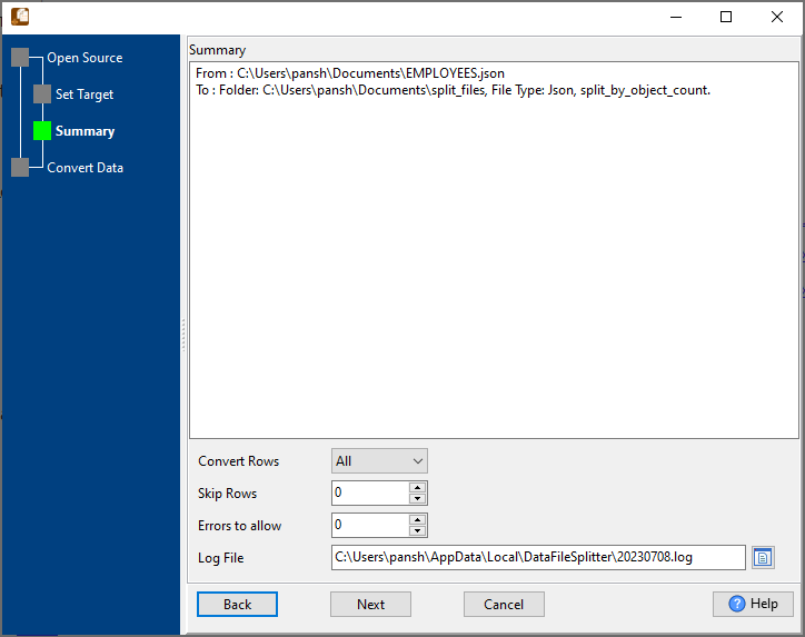 Split Big Data File to Smaller Files - see splitting summary