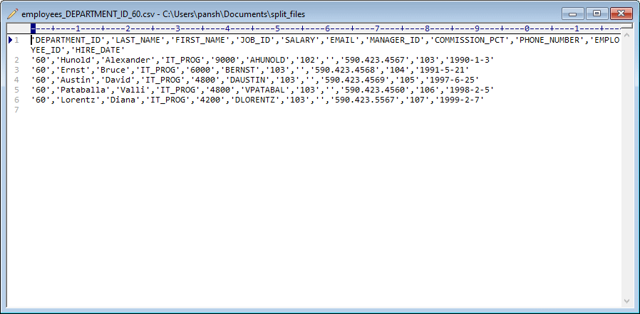 Split big CSV file by column value - view a result csv file