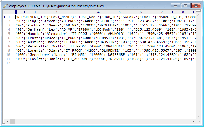 Split big TXT file into multiple files - view a result txt file