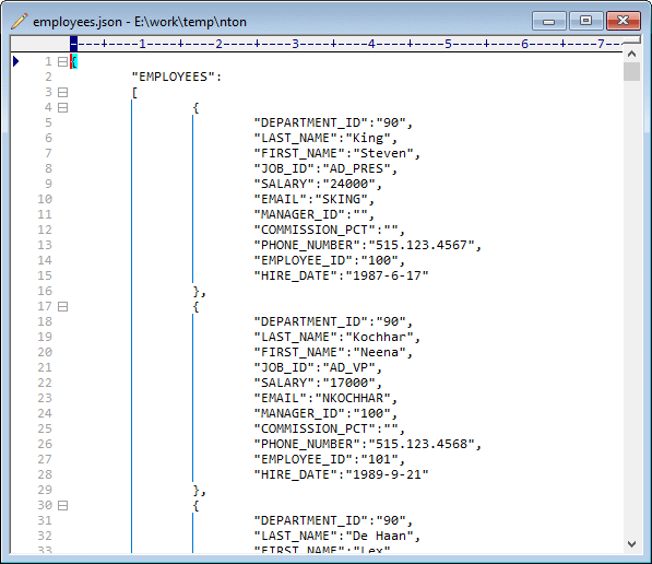 Split big JSON file by column value - view the source json file