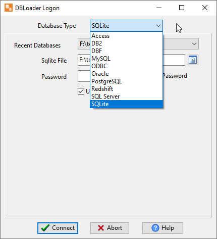 load/unload database data - multiple types of RDBMS