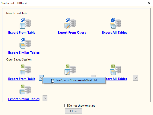 Oracle to TXT - load session