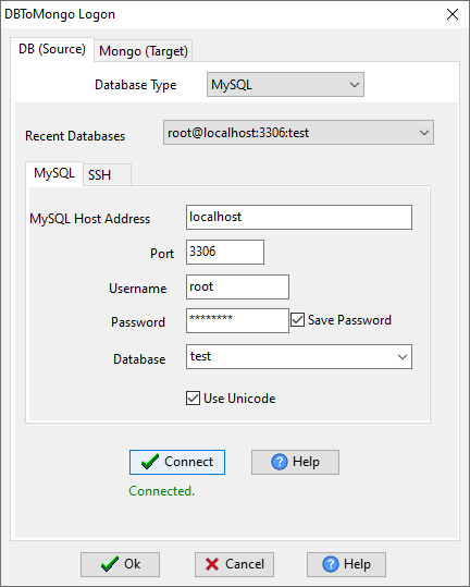 Migrate MySQL to MongoDB - Login to MySQL