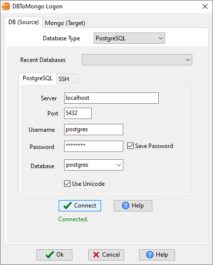 Migrate PostgreSQL to MongoDB - Login to PostgreSQL