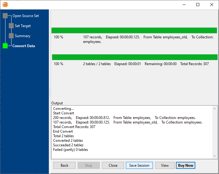 Transfer data from multiple SQLite tables to 1 MongoDB collection - Transfer