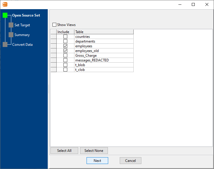 Convert data from multiple Access tables to 1 MongoDB collection - select tables