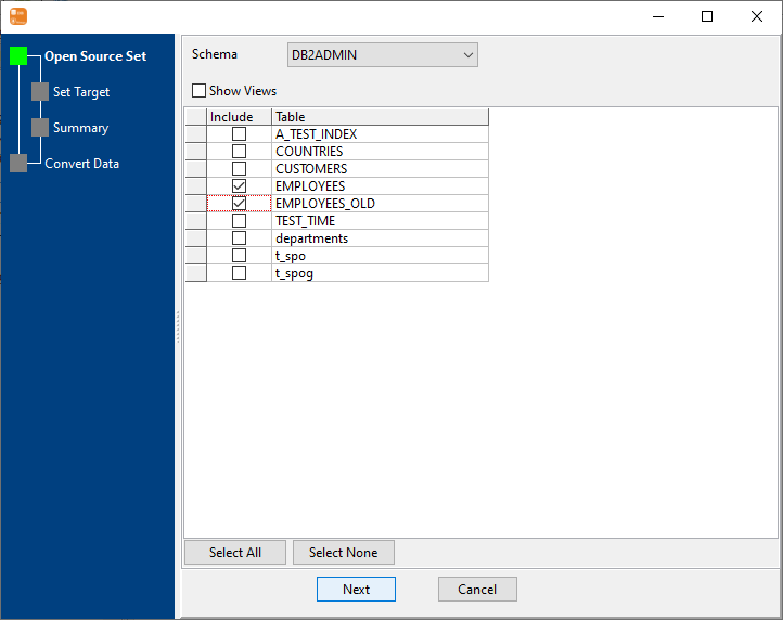 Convert data from multiple DB2 tables to 1 MongoDB collection - select tables