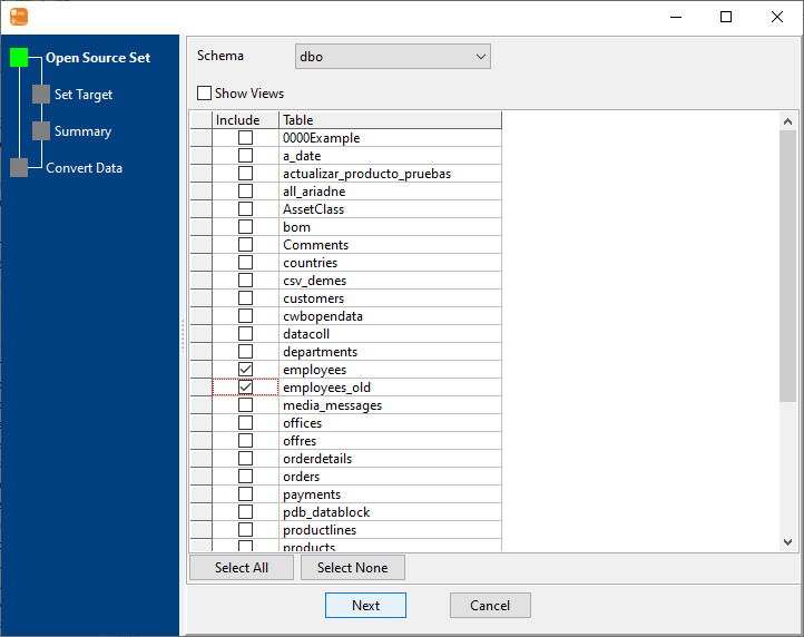 Convert data from multiple SQL Server tables to 1 MongoDB collection - select tables