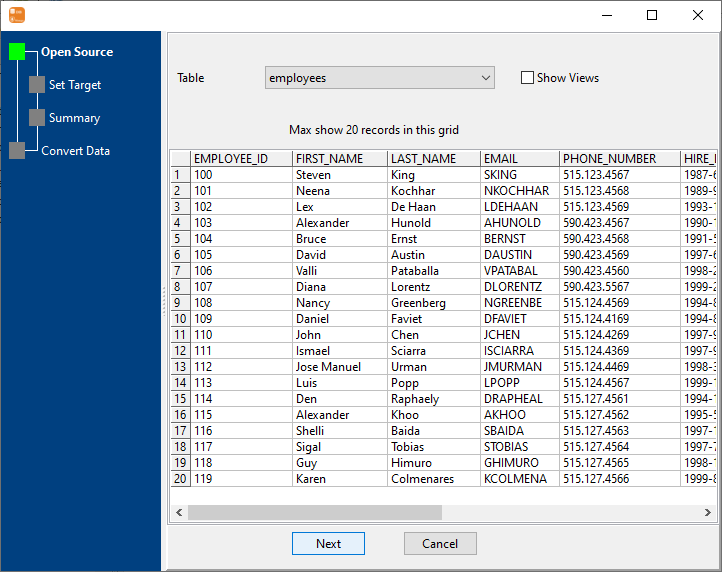 Convert data from Access table to MongoDB collection - open table