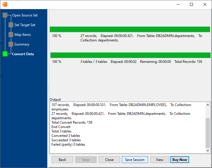 batch copy data from DB2 tables to MongoDB collections - batch copy