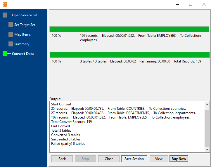 batch copy data from DBF tables to MongoDB collections - batch copy