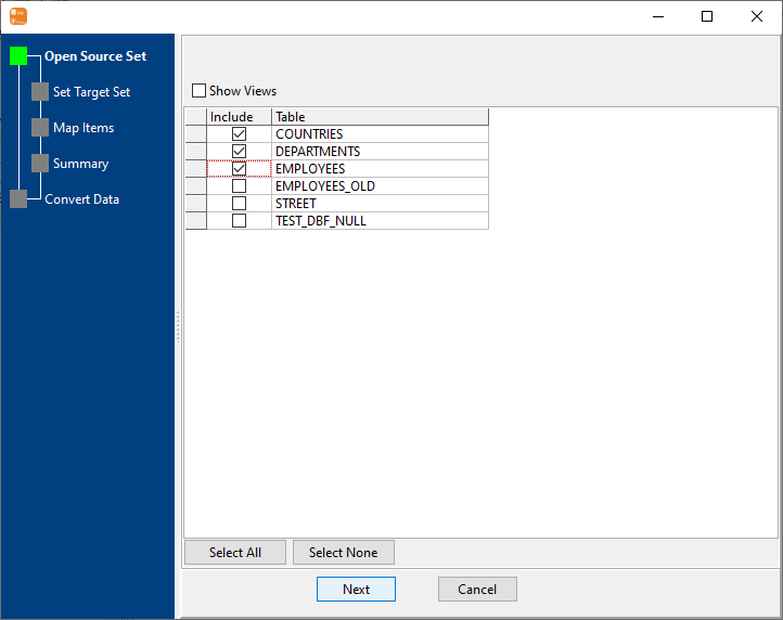 Convert data from DBF tables to MongoDB collections - open collection