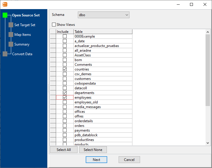 Sync data from SQL Server to MongoDB - select tables